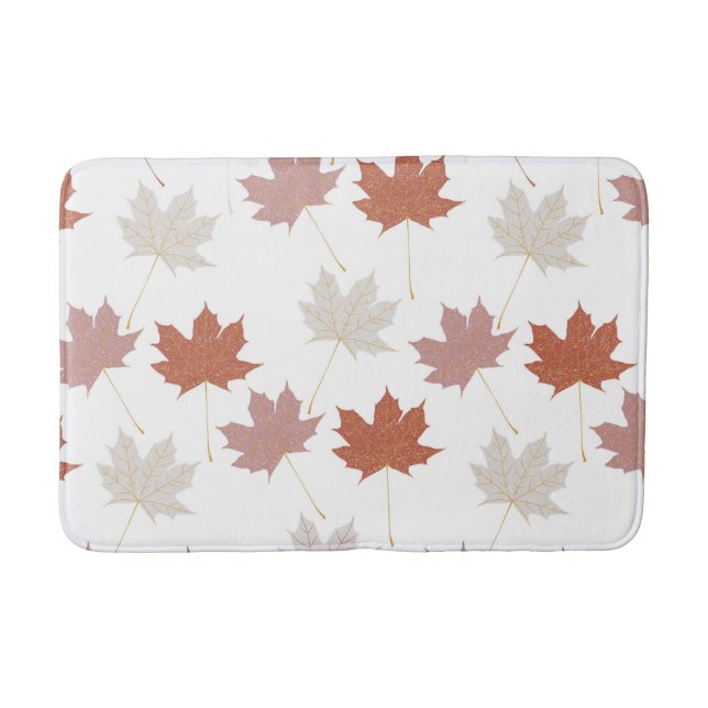 Rustic Botanical Terracotta Maple Leaves Pattern Bath Mat (Front)