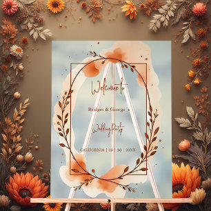 Rustic Botanical terracotta wedding welcome wreath Acrylic Sign