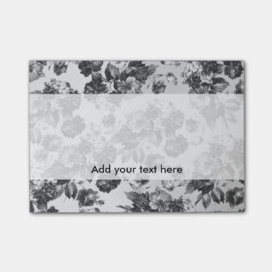 Rustic botanical vintage black white floral post-it notes