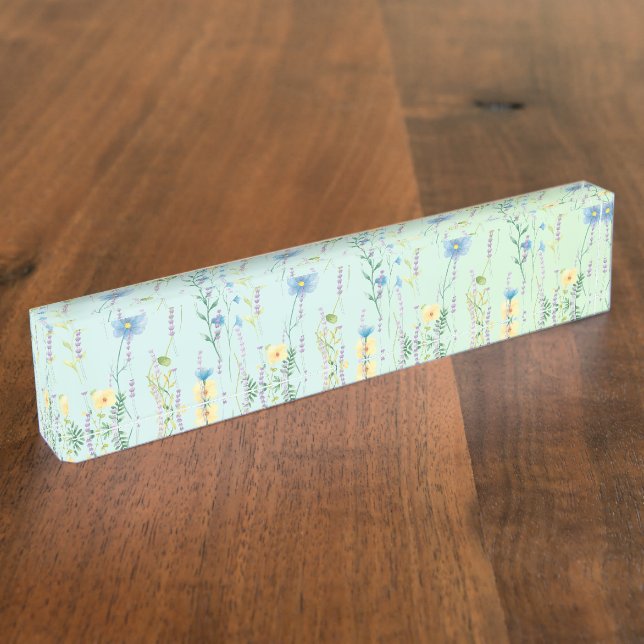  Rustic Botanical Watercolor gradient flora flower Nameplate (Side)