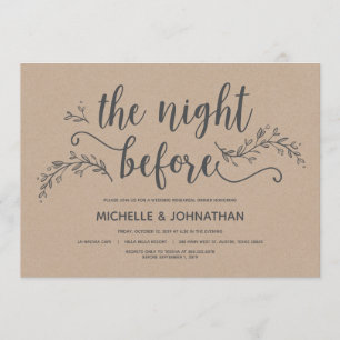 Rustic Botanical wedding rehearsal dinner invites