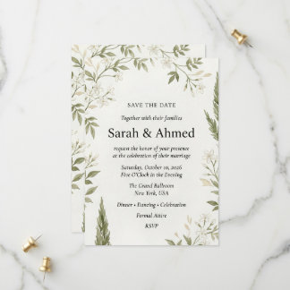 Rustic Botanical Wedding Save the Date Card
