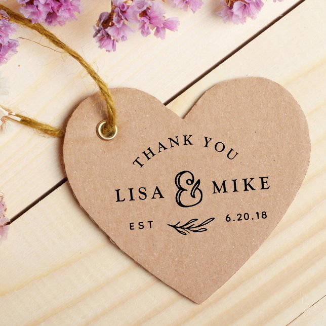 Rustic Botanical Wedding Thank You Rubber Stamp (Creator Uploaded)
