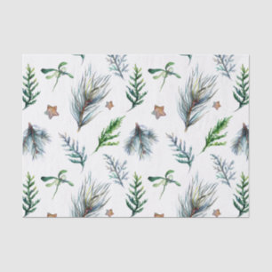 Rustic Botanical Woodsy Pine Tree Leaves Tissue Paper