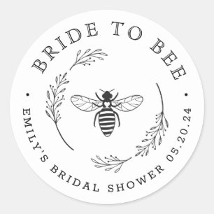 Rustic Botanical Wreath Bride to Bee Bridal Shower Classic Round Sticker