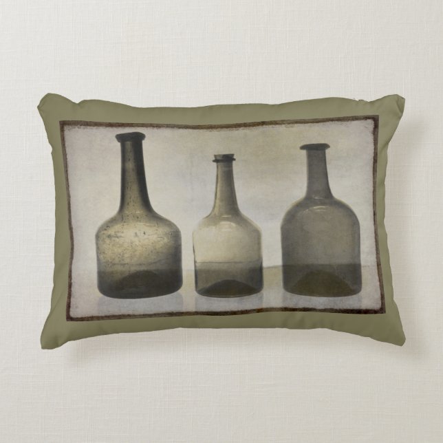 Rustic Bottles Still Life Art Accent Pillow (Front)