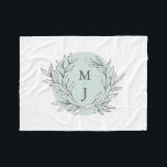 Rustic Bough Wreath Monogrammed Blanket<br><div class="desc">A pretty hand-drawn wreath frames your monogram on this customizable fleece blanket. You pick the background colour for a custom look.</div>