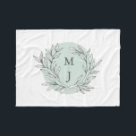 Rustic Bough Wreath Monogrammed Blanket<br><div class="desc">A pretty hand-drawn wreath frames your monogram on this customizable fleece blanket. You pick the background colour for a custom look.</div>