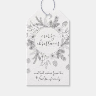 Rustic Boughs Merry Christmas Modern  Gift Tags