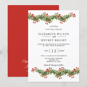 Rustic Boughs of Holly Winter Christmas Wedding In Invitation
