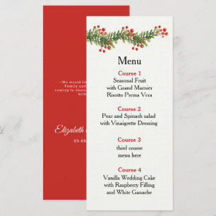 Rustic Boughs of Holly Winter Christmas Wedding Menu