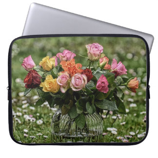 Rustic Bouquet of Roses in a Field of Daisies Laptop Sleeve