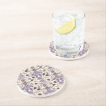Rustic Bows and Blossoms Purple Coaster<br><div class="desc">Boho and rustic coaster featuring hand drawn illustration of bows and flowers in purple.</div>