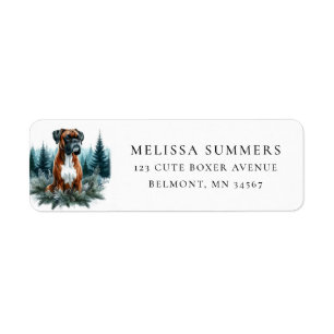 Rustic Boxer Chien Pine Trees Retourner l'adresse