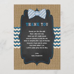 Rustic Boy Baby shower poem thank you note