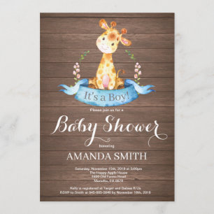 Rustic Boy Giraffe Baby Shower Invitation