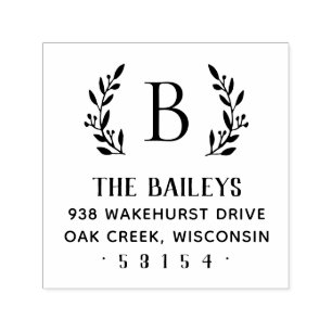 Rustic Branch Family Monogram Address Stamp