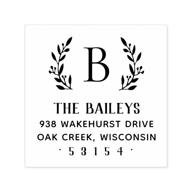 Rustic Branch Family Monogram Address Stamp (Design)
