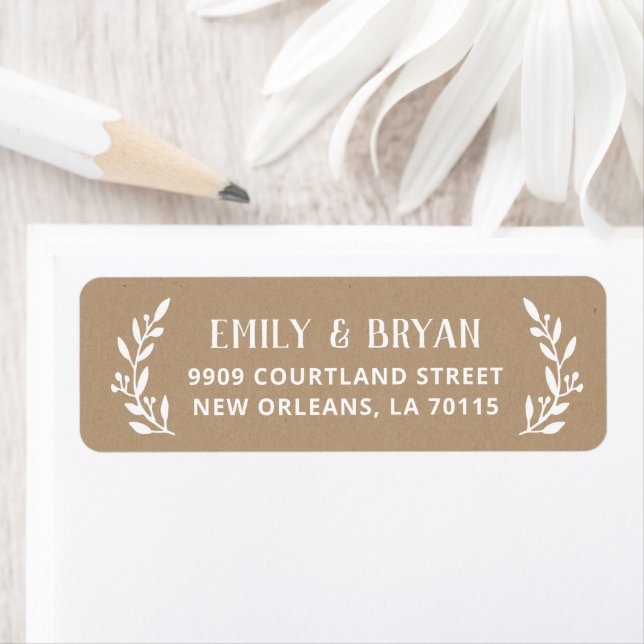Rustic Branch Faux Kraft Wedding Return Address (Insitu)