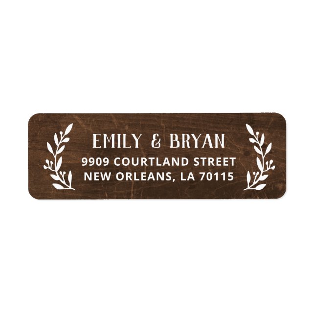 Rustic Branch Faux Wood Mariage Adresse de retour (Devant)