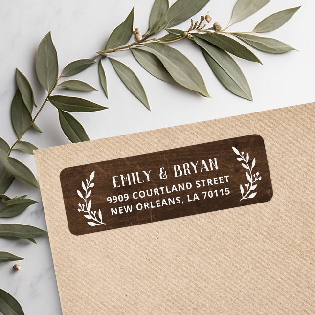 Rustic Branch Faux Wood Wedding Return Address (Creator Uploaded)