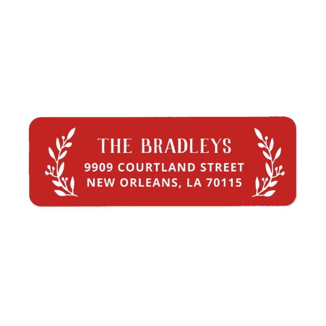 Rustic Branch Holiday Red Return Address Labels (Front)