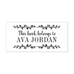 Rustic Branch Kids Bookplate Label Rubber Stamp