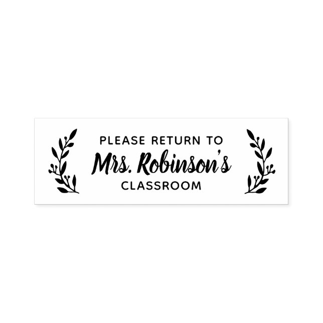 Rustic Branch Teacher Bookplate Label Self-inking Stamp (Design)