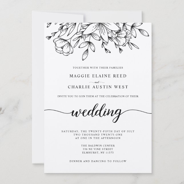 Rustic Branches Wedding Invitation (Front)