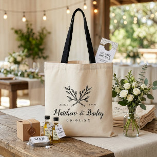 Rustic Branches Wedding Monogram Tote Bag