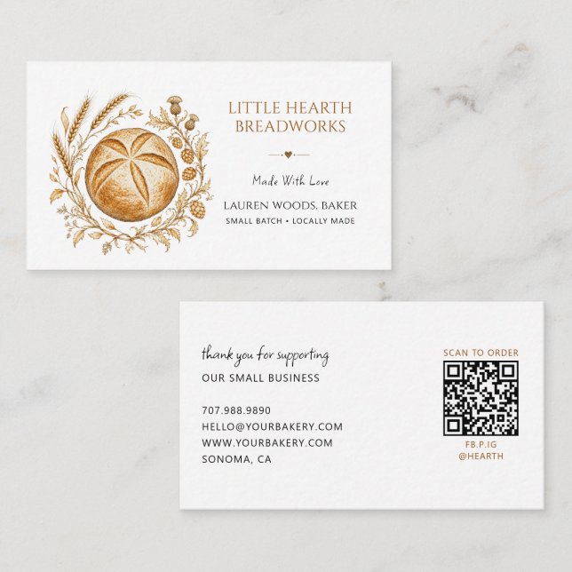 Rustic Bread Bakery  Business Card (Front/Back)