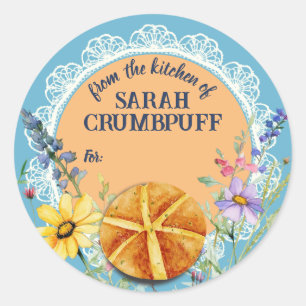 Rustic bread loaf from the kitchen of personalized classic round sticker