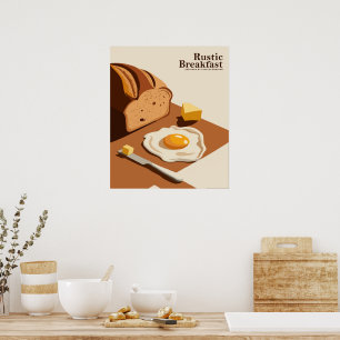 Rustic Breakfast - Vintage Food Art Poster
