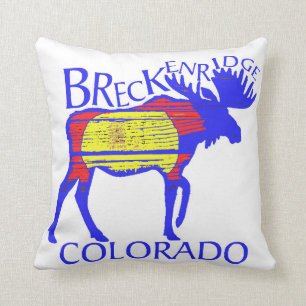 Rustic Breckenridge Colorado flag moose pillow