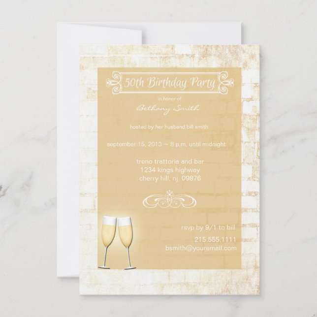 Rustic Brick 50th Birthday Party Invitation (Front)
