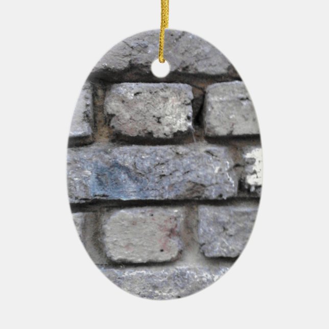 Rustic brick stone wall ceramic ornament (Front)