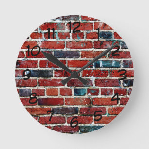 Rustic Brick Wall Round Clock