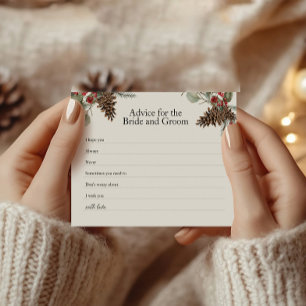 Rustic Bridal Advice Card   Plaid & Pinecones