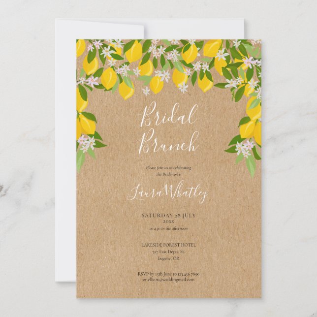 Rustic Bridal Brunch Lemons Greenery Bridal Shower Invitation (Front)