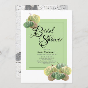 Rustic Bridal Shower Aspen Bark Leaves Green Invitation