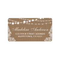 Rustic Bridal Shower Burlap Lights Lace Address