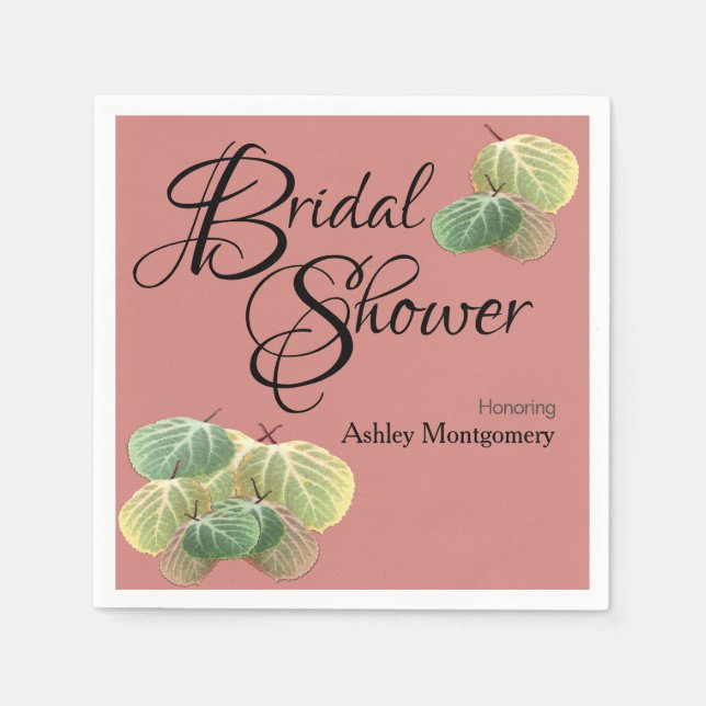 Rustic Bridal Shower Fall Aspen Leaves Orange Napkin (Front)