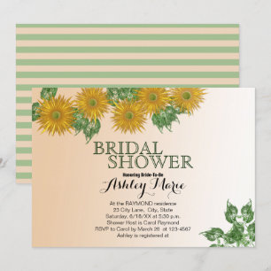 Rustic Bridal Shower Floral Leaves Golden Ombre Invitation