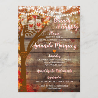Rustic Bridal Shower Invitation Brunch & Bubbly