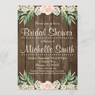 Rustic Bridal Shower Invitation, Lace, Floral Invitation