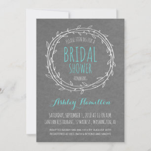 Rustic Bridal Shower invite in Grey and Turquoise
