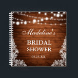 Rustic Bridal Shower Wood Lace Lights Gift List Notebook<br><div class="desc">Rustic Bridal Shower Wood Lace Lights Gift List Notebook Square</div>