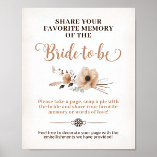 Rustic Bride to be Memory Game Sign 