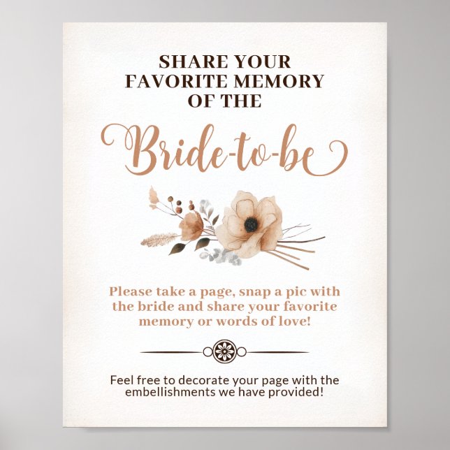 Rustic Bride to be Memory Game Sign  (Front)