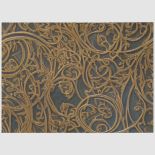 Rustic Bronze Floral Ornate Damask Tissue Paper